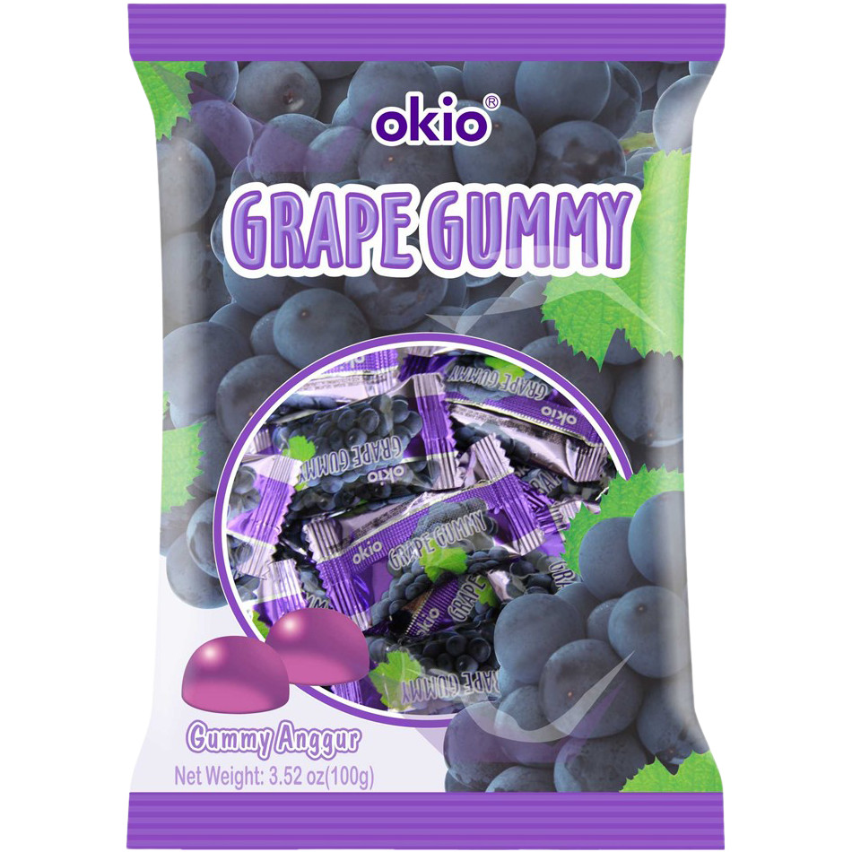 ขนมเยลลี่รสองุ่น Okio Grape Flavor Jelly 100G