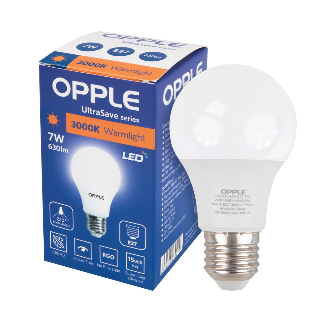 OPPLE หลอดไฟ LED E27 7W WarmWhite รุ่น LEDUSA60