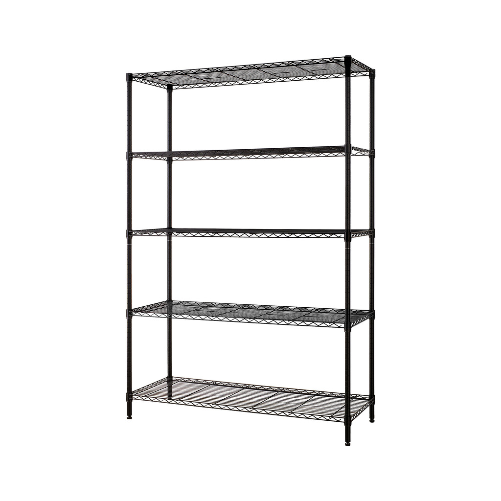 KASSA HOME ชั้นตะแกรงเหล็กอเนกประสงค์ 5 ชั้น Rocky รุ่น A2530-MBK ขนาด 120 x 45 x 180 ซม. สีดำ
