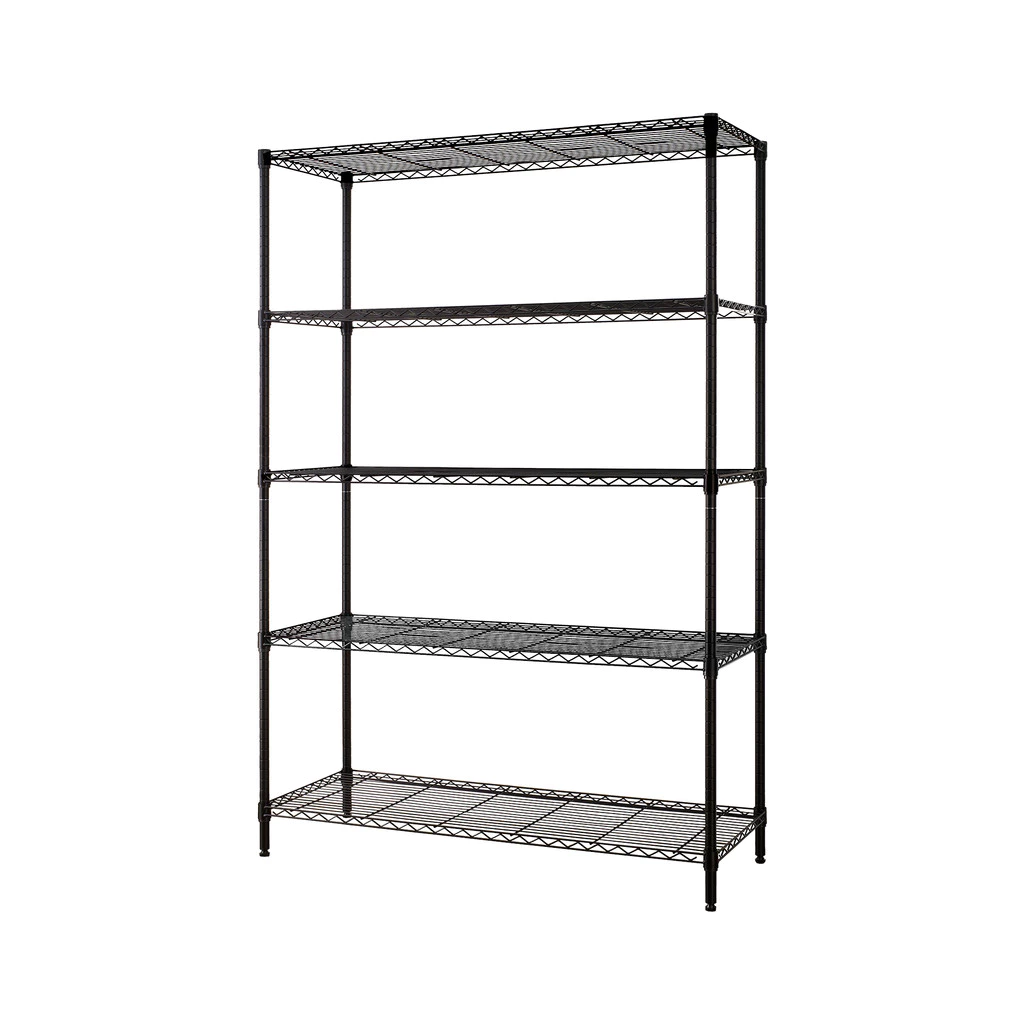 KASSA HOME ชั้นตะแกรงเหล็กอเนกประสงค์ 5 ชั้น Rocky รุ่น A2530-MBK ขนาด 120 x 45 x 180 ซม. สีดำ