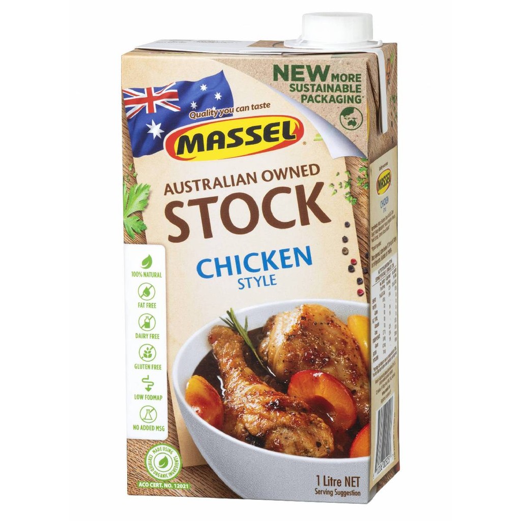 มาสเซิล น้ำสต๊อกไก่ออร์แกนิก Massel Organic Liquid Stock Chicken Style จากพืช 100% 1ลิตร