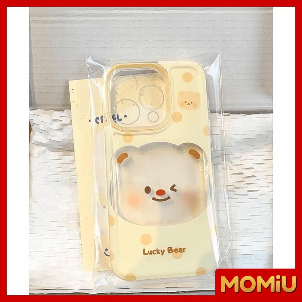MOMiU – เข้ากันได้สำหรับ เคสไอโฟน11 เคส iphone 16 Pro Max 7Plus XR 12 13 14 15 เคสใส ลายหมีสุดน่ารัก – โปรปัง