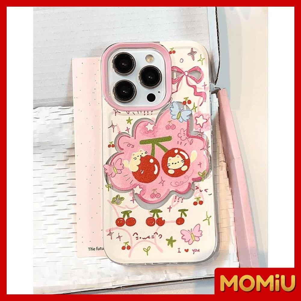 MOMiU - เข้ากันได้สำหรับ เคสไอโฟน11 เคส iphone 16 Pro Max 7Plus XR 12 13 14 15 เคสใส เชอร์รี่ผีเสื้อแสนสวย - รูปที่ 2
