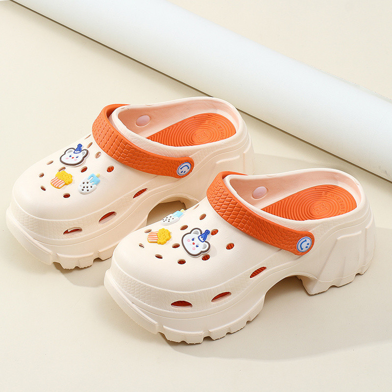 🧸รองเท้าแฟชั่นหัวโต พื้นยาง ลายการ์ตูน น่ารัก สไตล์เกาหลี รองเท้ามินิมอล มีรัดส้น 🧸