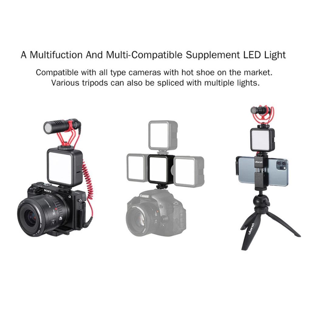 Ulanzi VL49 Rechargeable Mini LED Light ไฟติดหัวกล้อง แบบปรับแสง ขาว-ส้ม ได้ ต่อใช้รวมกันได้หลายตัว