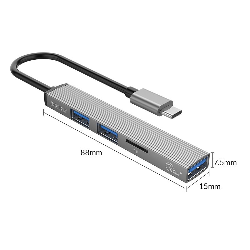 [ออกใบกำกับ- ทักแชท] ORICO AH อะแดปเตอร์ฮับ Type C Hub 4 in 1 4 Port USB 3.0 2.0 Splitter Card Reader Adapter - รูปที่ 6