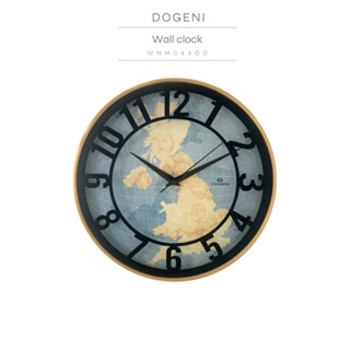 DOGENI นาฬิกาแขวนผนัง Wall Clock (WNM044GD) ลวดลายแผนที่