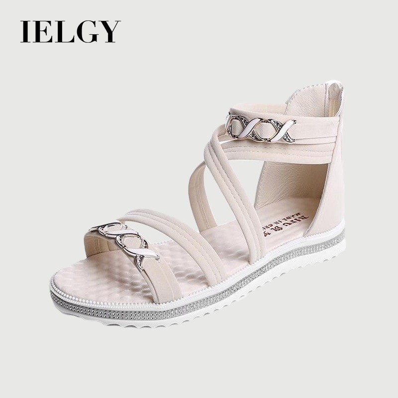 IELGY รองเท้าแตะ นักสู้ ผู้หญิงสบาย ๆ เกาหลีรองเท้าชายหาดกันลื่นก้นแบน