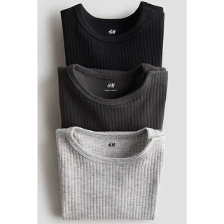 H&M(เอชแอนด์เอ็ม) บอดี้สูทเนื้อผ้าถักลายแพ็ค 3 ชิ้น เด็กอ่อน 993598_21