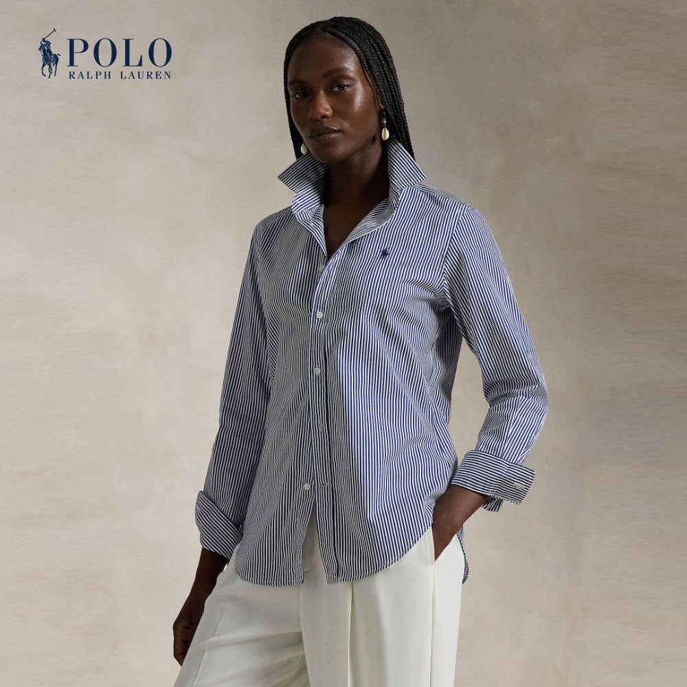 Polo Ralph Lauren เสื้อเชิ้ตผู้หญิง Classic Fit Striped Cotton Shirt รุ่น WMPOSHTNDO20331 สีขาว