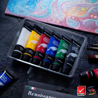 Renaissance สีอะครีลิค ชุดสีอะครีลิค 20 ml. 6 สี จำนวน 1 กล่อง