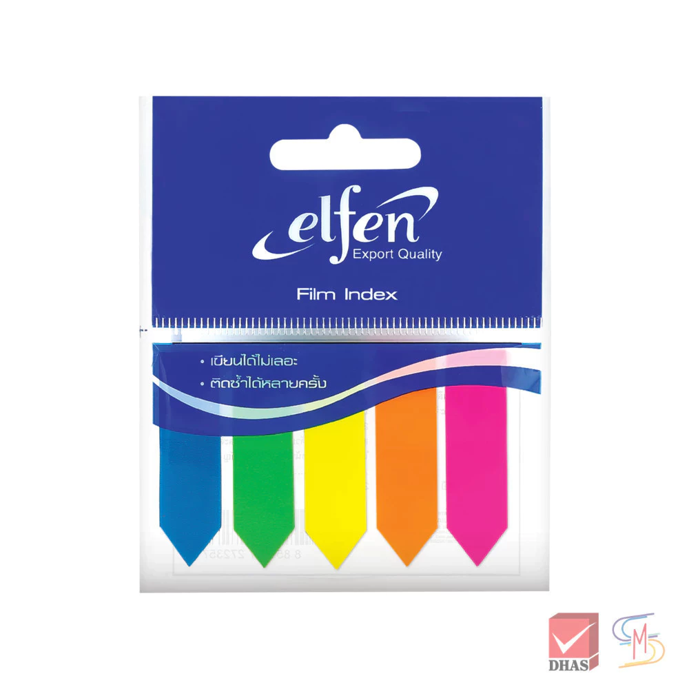 Elfen เอลเฟ่น กระดาษโน๊ต ฟิล์มอินเด็กซ์ 5 สี ขนาด 12 x 50 มม.