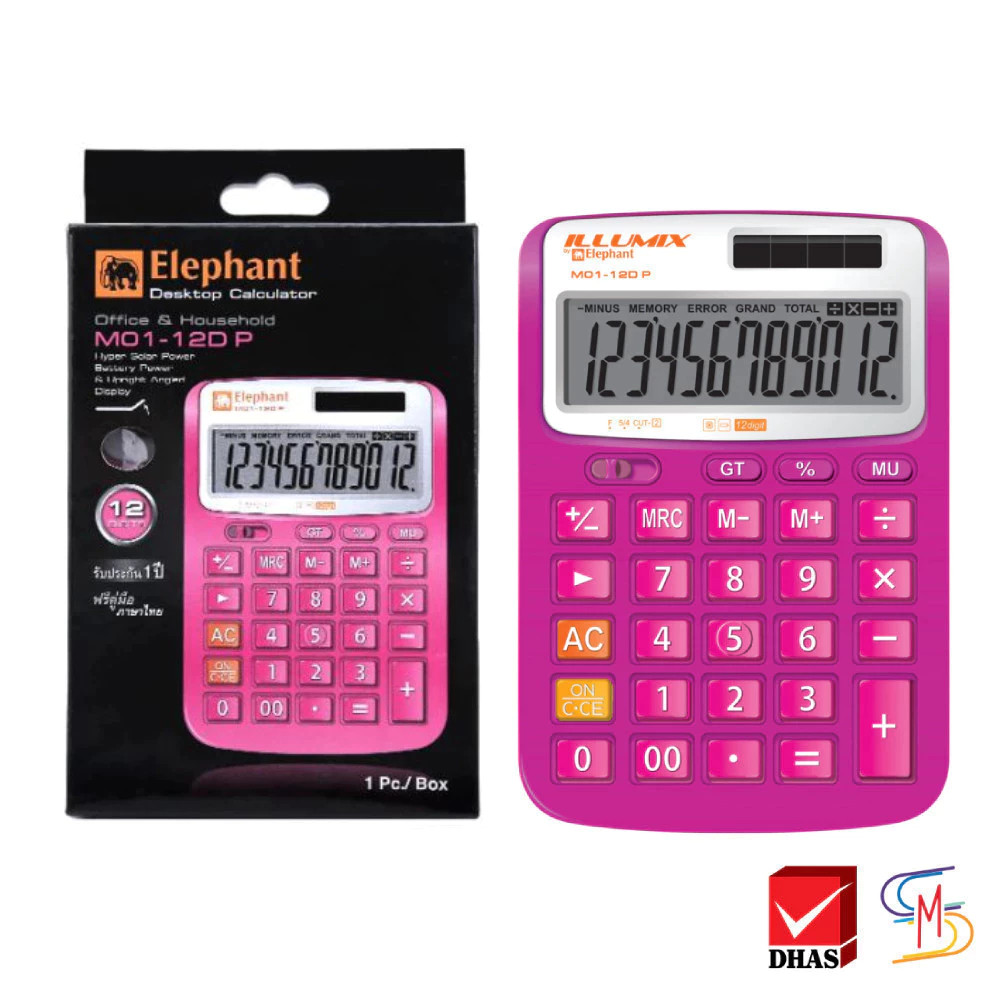 Elephant ตราช้าง เครื่องคิดเลข รุ่น M01-12D P จำนวน 1 เครื่อง