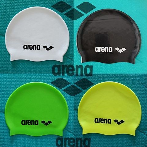 หมวกว่ายน้ำยืดหยุ่นสูง Arena ขนาดเดียว กันน้ำ ใช้ได้กับสนามกีฬา สีพื้น ซิลิโคน ป้องกันหูสำหรับผู้ใหญ