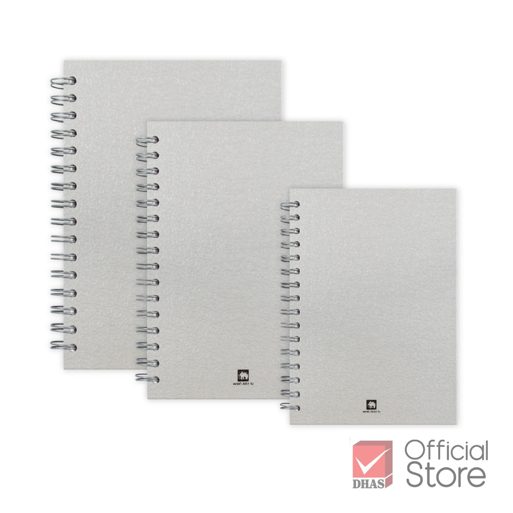 Elephant สมุดโน๊ต สมุดริมลวด ปกแข็ง SILVER ขนาด B5 / A5 / A6 70G 150S จำนวน 1 เล่ม