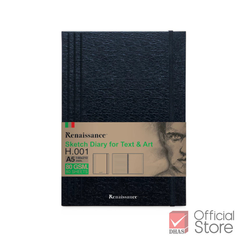 Renaissance สมุดวาดเขียน สมุดสเก็ตซ์ Text & Art ขนาด A5 80 แกรม จำนวน 1 เล่ม