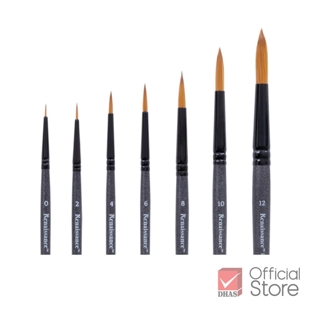 Renaissance พู่กัน พู่กันสีน้ำ พู่กันขนสังเคราะห์ เซเบิล พรีเมียม แบบกลม จำนวน 1