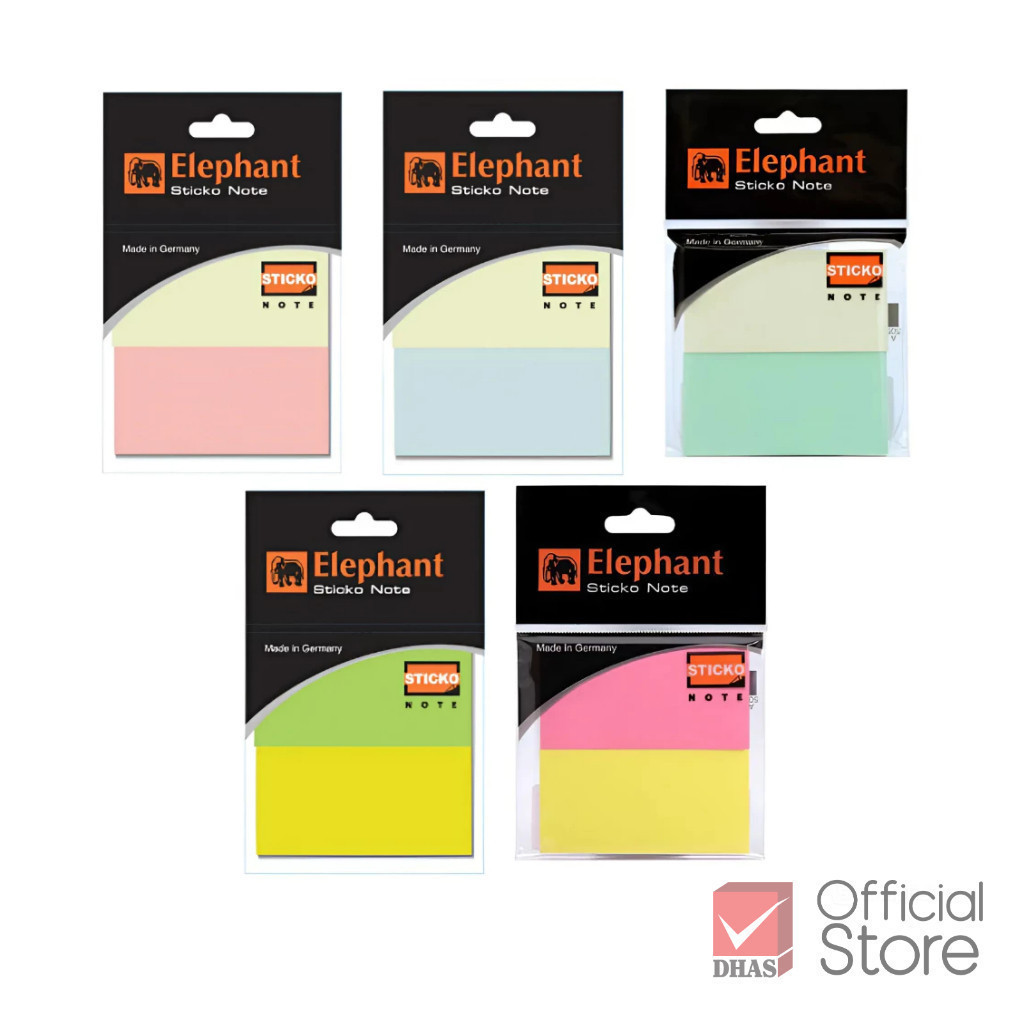 Elephant กระดาษโน๊ต กระดาษโน๊ตกาวในตัว มินิเมมโม 37×75 มม. คละสี จำนวน 1 ชิ้น