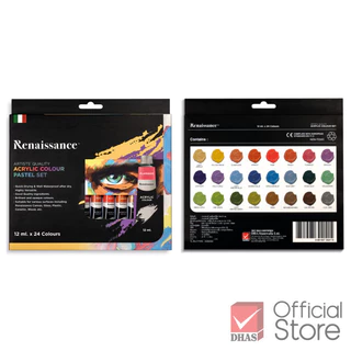 Renaissance สีอะคริลิค ชุดสีอะคริลิค รุ่นพาสเทล 12มล. 24สี จำนวน 1 เซ็ท