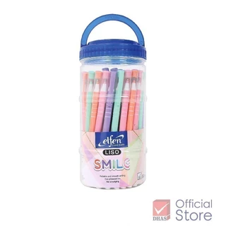 Elfen ปากกาลูกลื่น รุ่น Liso Smile (ลิโซ่ สมายล์) 0.5 มม. หมึกน้ำเงิน - กระปุก 50 ด้าม