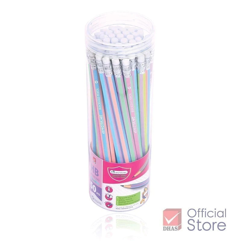 Master Art ดินสอดำ HB รุ่น Ribbon (ริบบิ้น) คละลาย - กระบอก 50 แท่ง