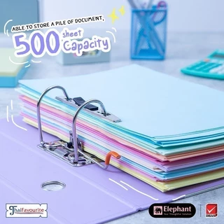 Elephant แฟ้ม แฟ้มใส่เอกสาร สันกว้าง No.2100F สีพาสเทล จำนวน 12 แฟ้ม