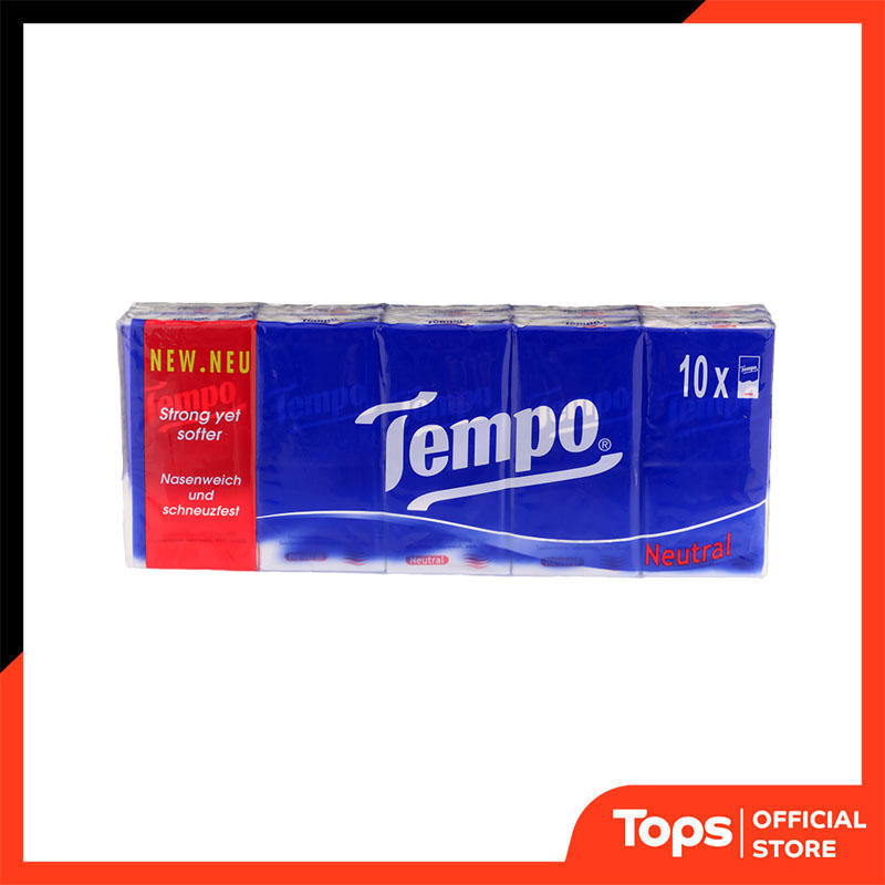 TEMPO เทมโพแฮงกี้ทิชชู่กระดาษเช็ดหน้ากลิ่นเนเชอรัลหนา4ชั้น9แผ่น แพค 10 [4897024510198]