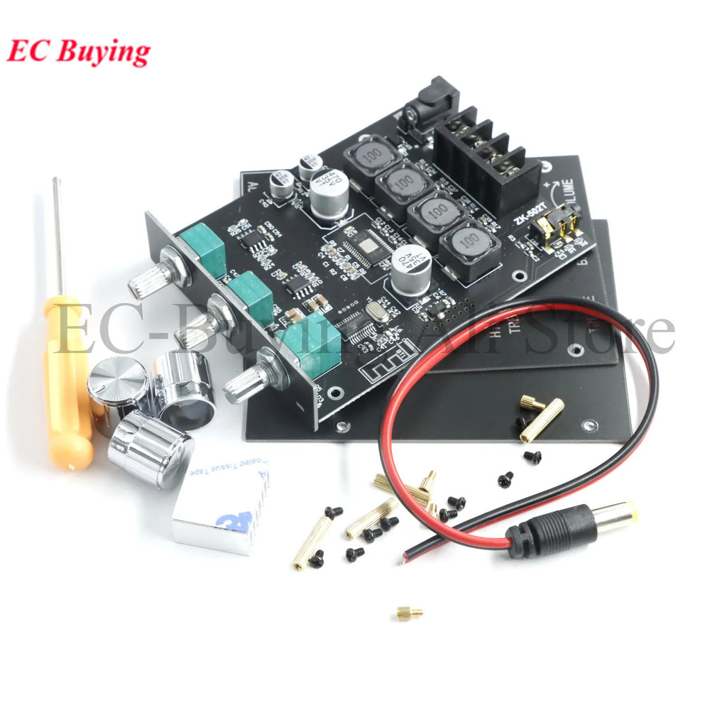 โมดูลบอร์ดขยายเสียงซับวูฟเฟอร์ ZK-502T TPA3116D2 AUX BLE 2.0 แชนเนล กำลังเสียงสูง 50W+50W