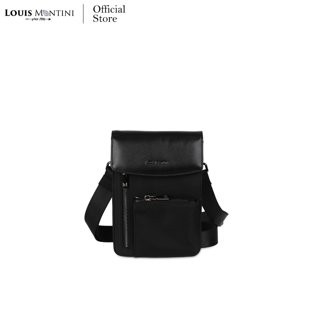 Louis Montini (ONYX) กระเป๋าใส่โทรศัพท์ Phone holder bag ผ้าไนล่อนผสมหนังวัวเรียบ ONX01