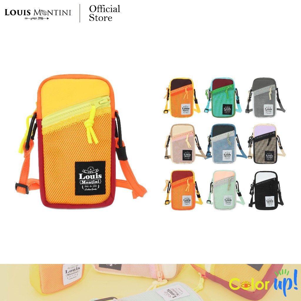Louis Montini (Color Up) กระเป๋าใส่โทรศัพท์ กระเป๋าคล้องคอ ผ้าไนล่อน Phone holder Bag SHB04