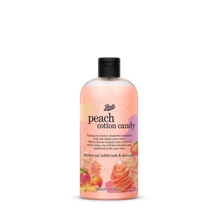 Boots Flavour Peach Cotton Candy Shower Gel Bubble Bath & Shampoo 500ML บู๊ทส์ เฟเวอร์ เจล, บับเบิ้ล บาธ แอนด์ แชมพู