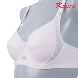 Ksara ของแท้ เกรดA** สปอร์ตบรา ฟองน้ำตัดต่อบาง มีโครง เต้าทรง 3/4 ผ้าไมโครไฟเบอร์ แต่งผ้าตาข่าย KB2332