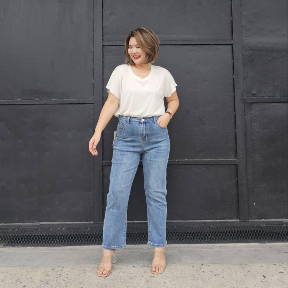 chewaonlinestore -J02139 กางเกงยีนส์ทรงมัม Seoul jeans  ผ้ายืด ใส่สบาย ยาว39