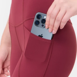 Wakingbee WB Tights (Burgundy) เลกกิ้งออกกำลังกาย เก็บทรงกระชับพิเศษ เอวสูง มีแถบเก็บพุง มีกระเป๋าซิป ผ้าแห้งไว