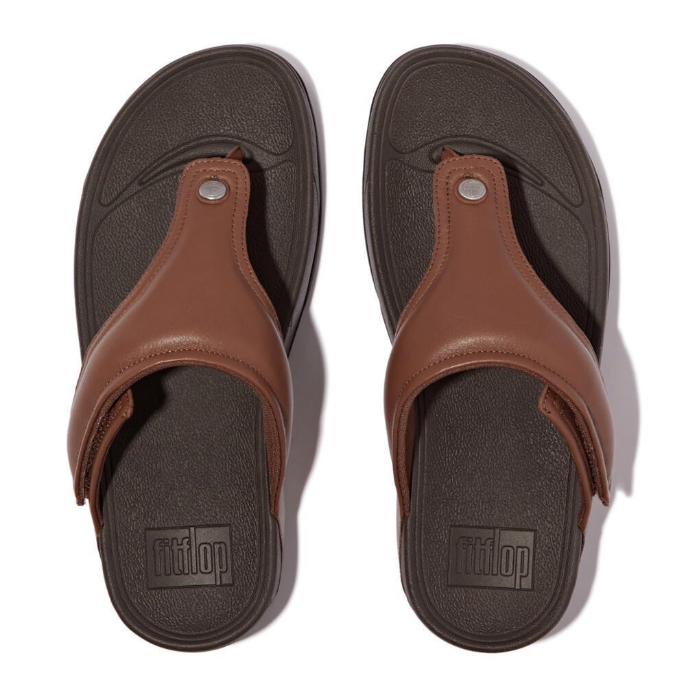 FITFLOP TRAKK II ADJ. PADDED-LEATHER รองเท้าแตะแบบหูหนีบผู้ชาย รุ่น IN6-864 สี BROWN