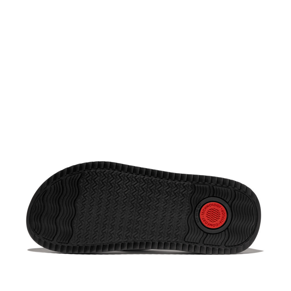 FITFLOP SURFF CONTRAST-STITCH LEATHER รองเท้าแตะแบบหูหนีบผู้หญิง รุ่น IM5-328 สี URBAN WHITE BLACK
