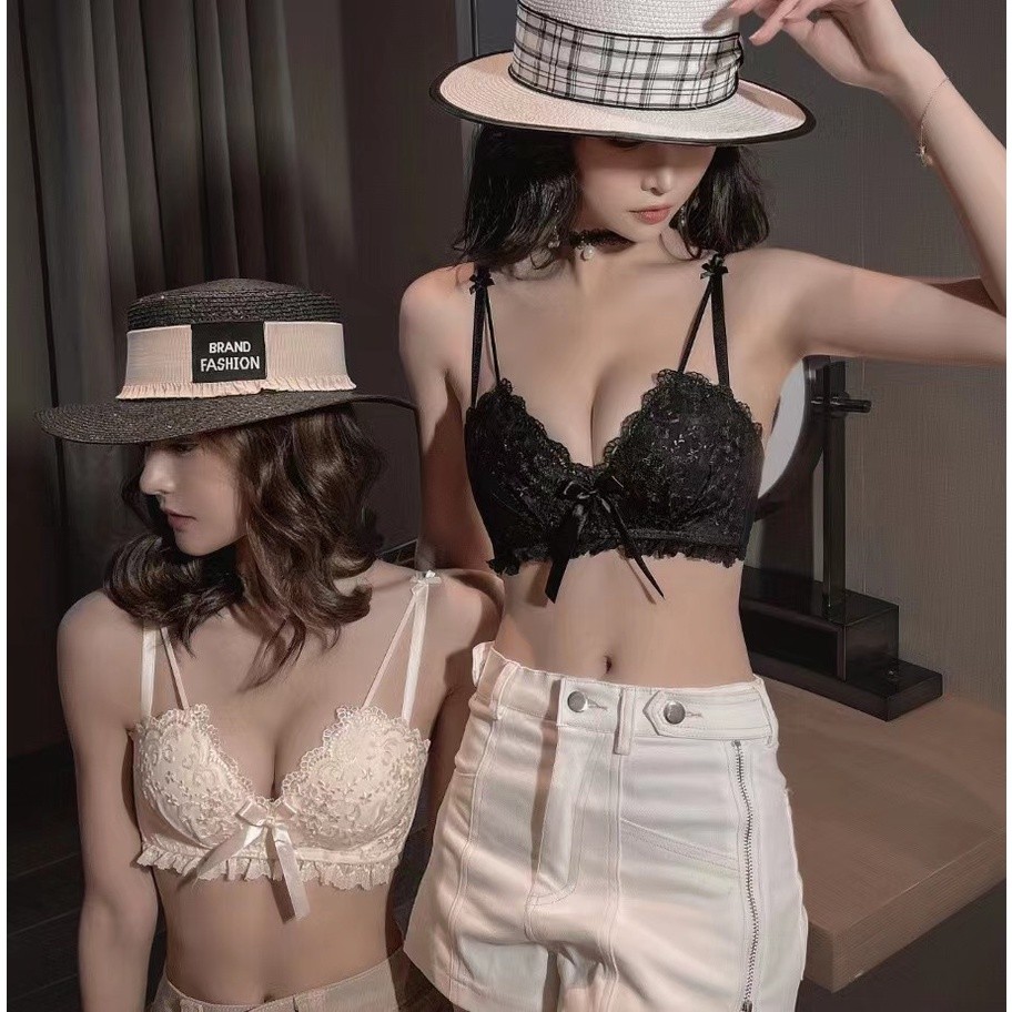 💥ส่งออกเร็ว1-2วัน⚡️ชุดชั้นในไร้โครง มีลายดอกสวยงามน่ารัก เสื้อชั้นในลูกไม้ ฟองน้ำบาง รุ่น NY100 - รูปที่ 5