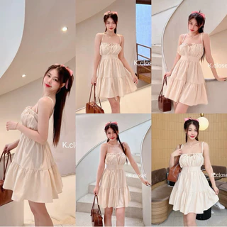เดรสสาวอวบใส่ได้ อกถึง42 เดรสสายเดี่ยวสายผูกปรับได้ตามตัว เดรสทะเล
