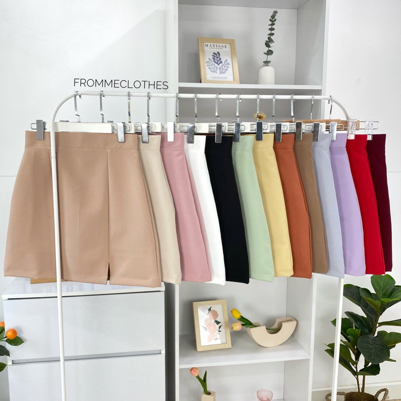 Frommeclothes🌸กระโปรงทรงเอผ่าหน้าผ้าเบอลินยาว18-20นิ้ว(XS-5XL)