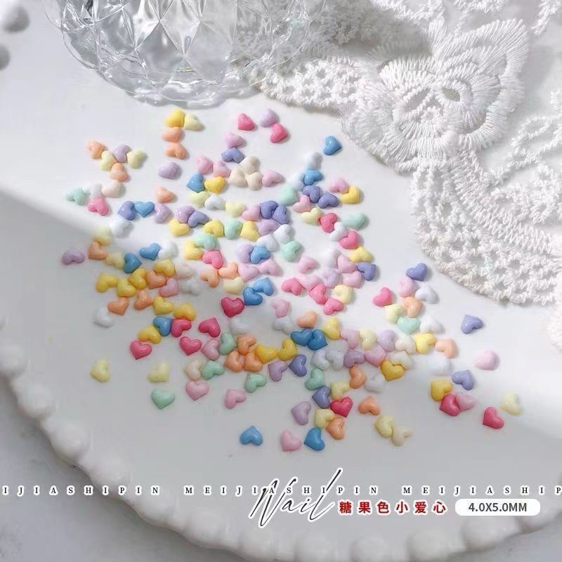 อะไหล่หัวใจแบ๊วๆคละสี 100ชิ้น/ห่อ 19 บาท