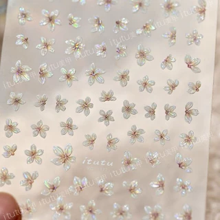 สติกเกอร์ติดเล็บ รูปดอกชบา 3D สินค้าพร้อมส่งในไทย แผ่นละ 9 บาท