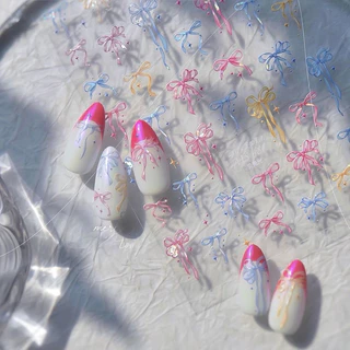 สติกเกอร์ติดเล็บ โบว์ของขวัญ y2k แผ่นละ 9 บาท สินค้าพร้อมส่ง