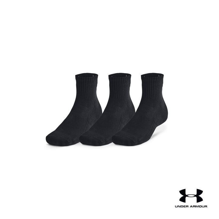 Under Armour ถุงเท้าหุ้มข้อ UA Training Cotton ยูนิเซ็กส์ แพ็ก 3 คู่