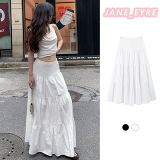 ✨การจัดส่งที่รวดเร็ว✨ เอวสูงกระโปรงสีขาวผู้หญิงกระโปรงยาว A-…