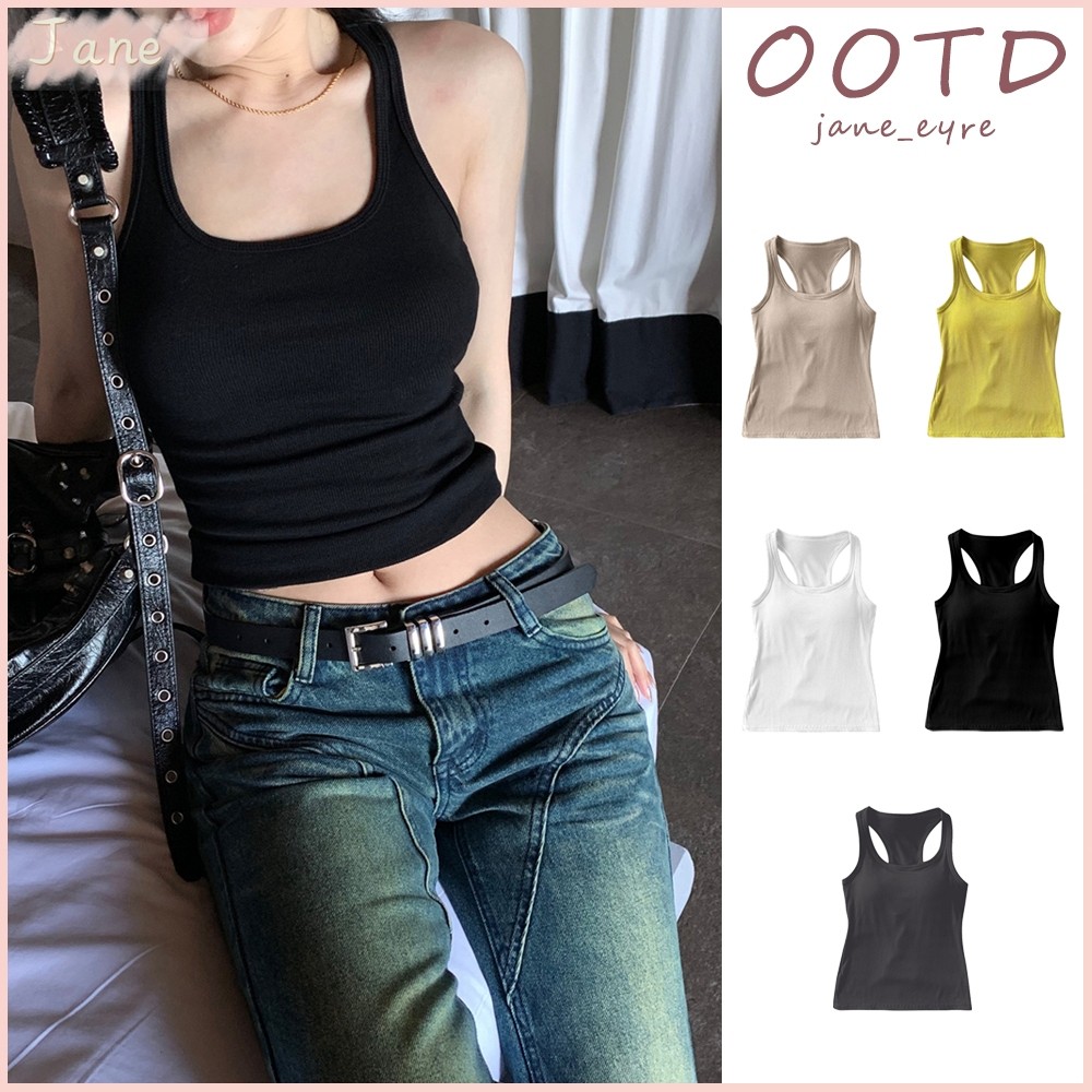 ไม่สม่ำเสมอแฟชั่น Bottoming เสื้อผู้หญิงสั้น Camisole ฤดูร้อน Slim FITTING U-คอด้านบน JN