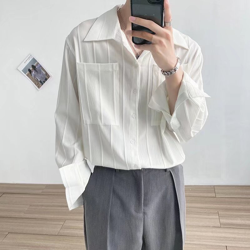 SEACHENIC เสื้อเชิ้ตแขนยาวสีขาวลายทางย้อนยุค 2026 ฤดูร้อนใหม่อเนกประสงค์หลวมปกเก๋ด้านบน — صورة 4