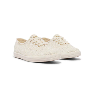 KEDS รองเท้าผ้าใบ แบบผูกเชือก รุ่น CHAMPION GLITTER CELEBRATION สีครีม ( WF66848 )