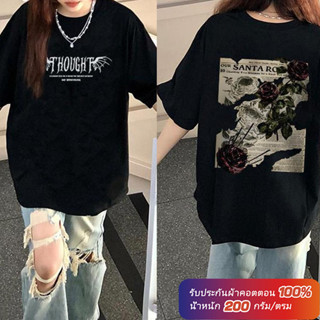 (ผ้าฝ้าย 100%)Luvoro oversize unisex เนื้อผ้านุ่มระบายแขนสั้…