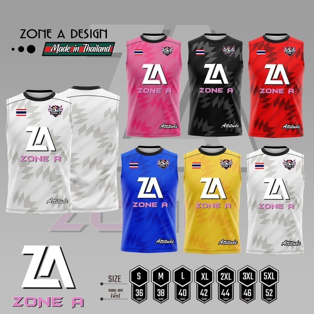Attitude Zone A เเขนกุด เสื้อพิมพ์ลาย Zone A  เสื้อกีฬาแขนกุดใส่ออกกำลังกาย ใส่วิ่ง