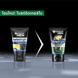 การ์นิเย่ เมน เทอร์โบ ไบรท์ ซูเปอร์ดูโอ โฟม 100 มล.x2 GARNIER MEN (โฟมผู้ชาย , โฟมล้างหน้า)